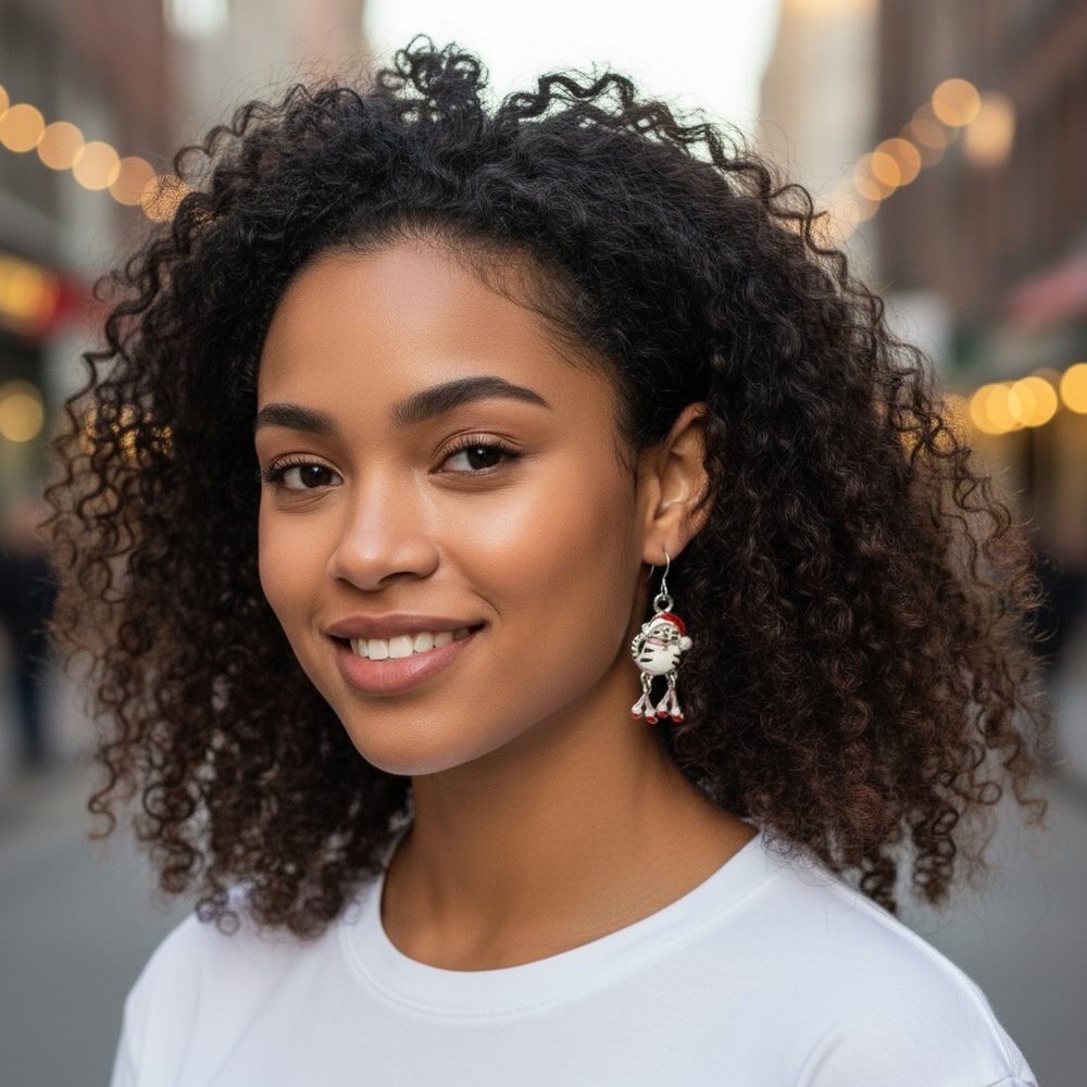 Happy Holidays! Silver And Red Cat Earrings